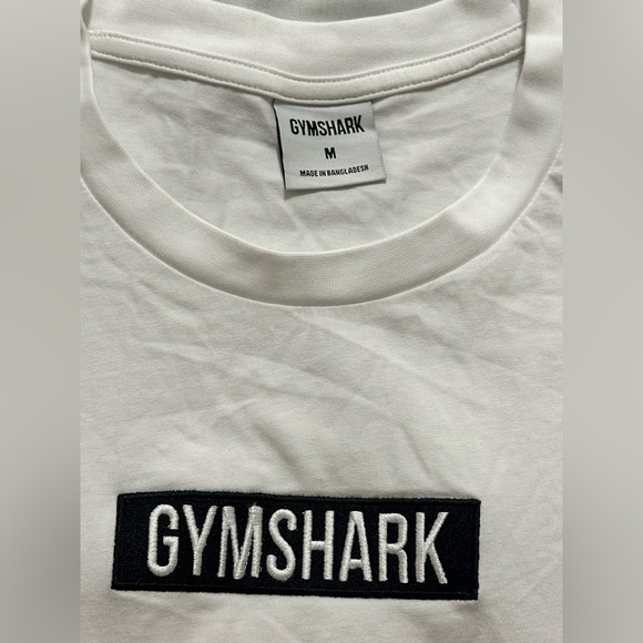 Gymshark Classic White Tee with Black Embroidered Logo Slightly Oversized - Picture 3 of 8